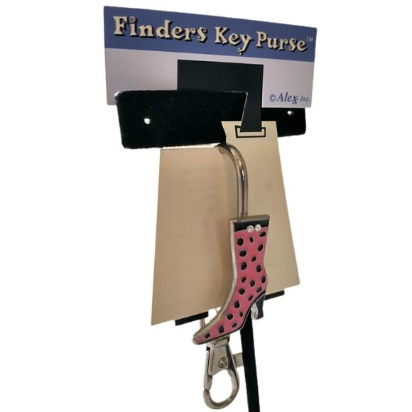 Enameled Boot ALEXX Inc FINDERS KEY PURSE Finder Fob Keychain Pink Rhinestones. - Picture 8 of 15